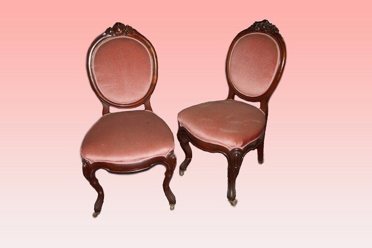 Suite De 8 Chaises De Style Louis Philippe En Acajou Des Années 1800