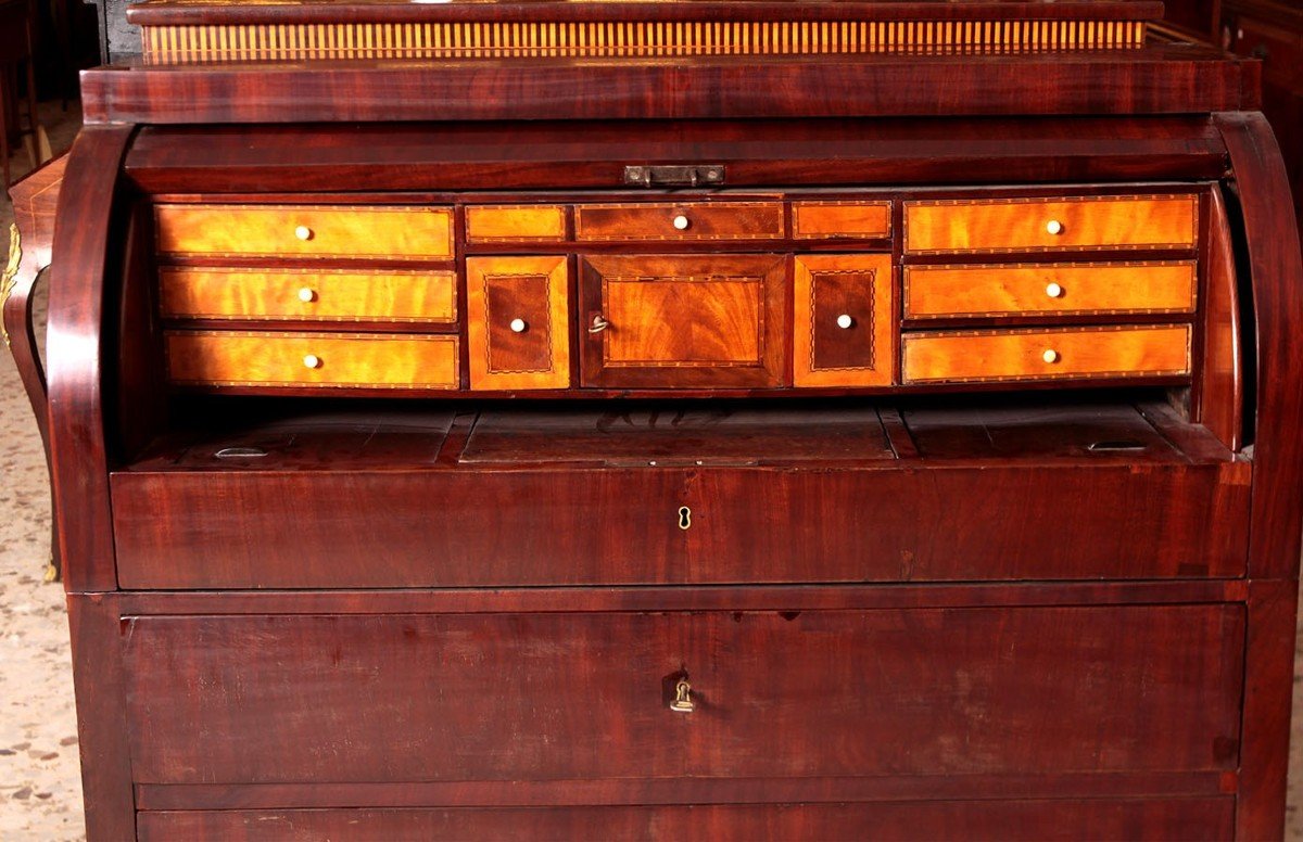 Commode à Rouleaux De Style Biedermeier d'Europe Du Nord En Acajou Des Années 1800-photo-2