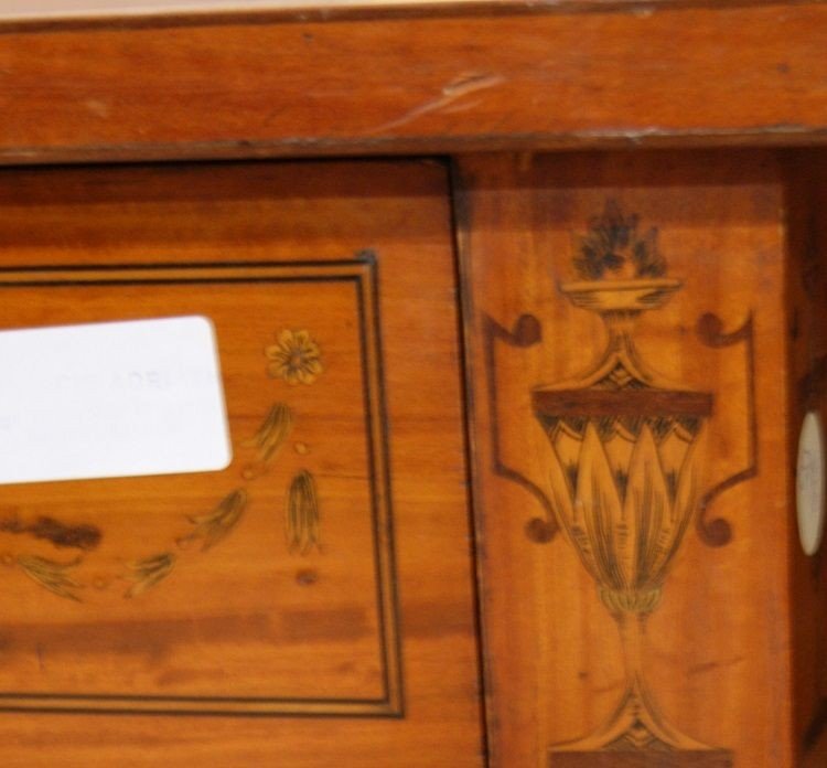  Table à écrire En Satinwood  Style Sheraton Années 1800 Avec Peintures Et Incrustations-photo-3
