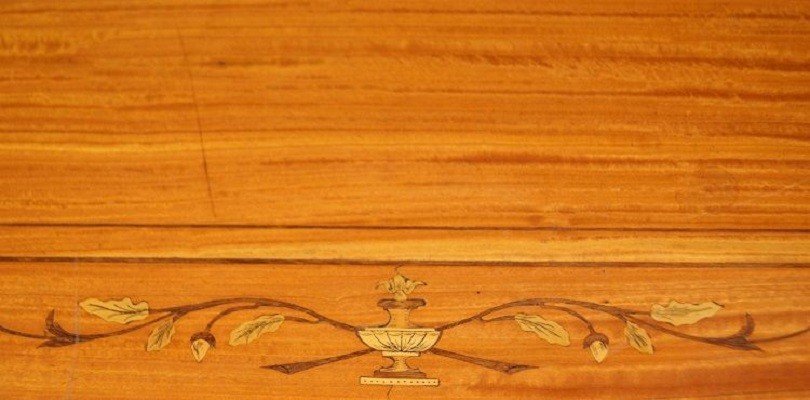  Table à écrire En Satinwood  Style Sheraton Années 1800 Avec Peintures Et Incrustations-photo-1
