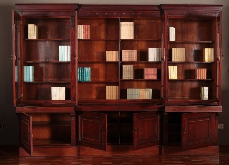 Grande Bibliothèque De Style Régence Anglaise Des Années 1800 En Acajou-photo-1