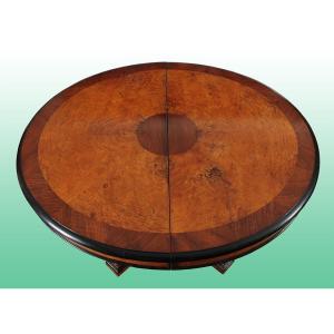 Tavolo ovale in palissandro e radica di olmo