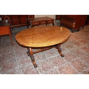 Tavolino da salotto inglese della seconda metà del 1800 in legno di noce