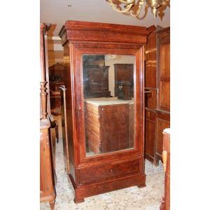 Armadio stile Direttorio ad 1 porta in legno di mogano e piuma di mogano XIX secolo