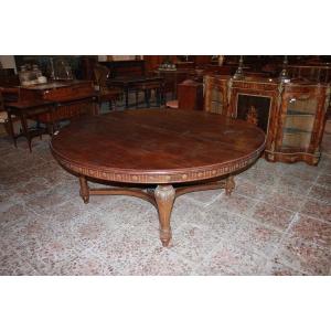 Grande tavolo francese di inizio 1800 stile Luigi XVI in legno di mogano 2 metri di diametro