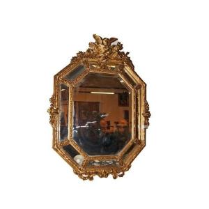 Stupenda specchiera ottagonale francese della seconda metà del 1800, stile Luigi XV