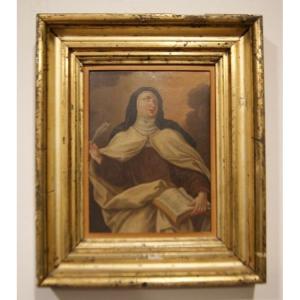 Olio su rame francese della prima metà del 1800, raffigurante Santa Teresa d'Avila