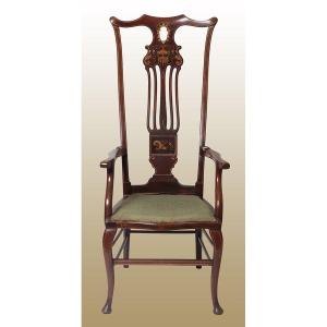 Particolarissima poltrona inglese Correct Chair della seconda metà del 1800 stile Vittoriano 