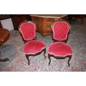 Gruppo di 4 sedie francesi della seconda metà del 1800, stile Luigi Filippo, in palissandro 
