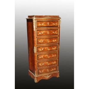 Secretaire francese di metà 1800, stile Transizione, in legno di bois de rose e palissandro