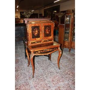 Cabinet credenzino francese della prima metà de 1800, stile Luigi XV, in legno di bois de rose 