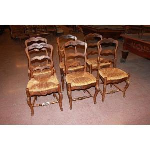 Gruppo di 10 sedie francesi di fine 1800, stile Provenzale, in legno di noce