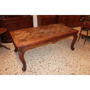 Grande tavolo provenzale rettangolare allungabile in legno di noce 1800