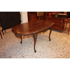 Tavolo ovale allungabile, francese di fine 1800, stile Provenzale in legno di noce