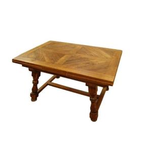 <p>Tavolo rustico allungabile, francese della seconda metà del 1800, in legno di rovere