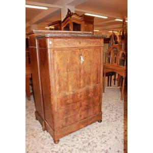 Secretaire francese della seconda metà del 1800, stile Impero, in legno di mogano