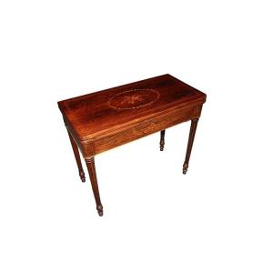 Tavolino da gioco francese della prima metà del 1800, stile Carlo X, in legno di palissandro