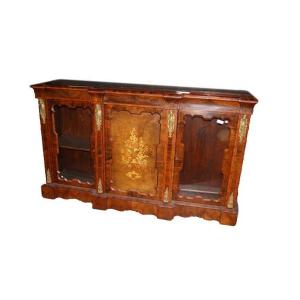 Antico servante inglese della prima metà del 1800, stile Luigi XVI, in legno di noce, radica di