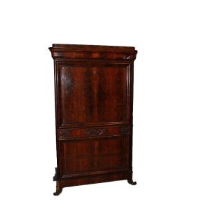 Grande secretaire Nord Europa della seconda metà del 1800, stile Biedermeier, in legno di mogan