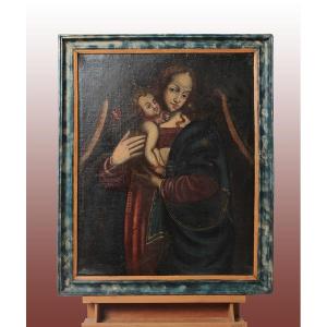 Antico olio su tela italiano settentrionale (Veneto) della prima metà del 1600 raffigurante Mad