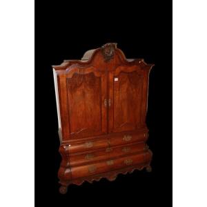 Trumeau olandese della seconda metà del 1700, stile Chippendale, in legno di noce