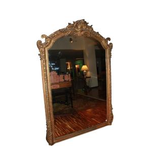 Grande specchiera Francese dorata foglia oro del 1800 Stile Luigi XV