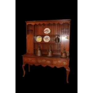 Credenza inglese di fine 1700 inizio 1800, stile Queen Anne, in legno di rovere