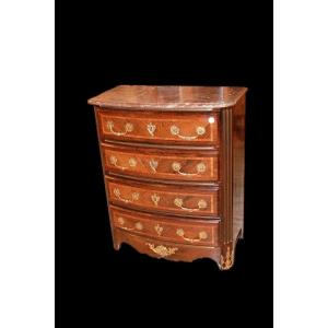 Piccolo cassettone comoncino francese di metà 1800, stile Reggenza, in legno di palissandro
