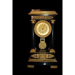 Orologio francese di metà 1800 stile Impero in legno ebanizzato