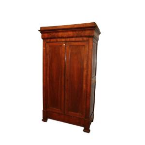 Armadio Luigi Filippo In Legno di Noce Fiammato del 1800