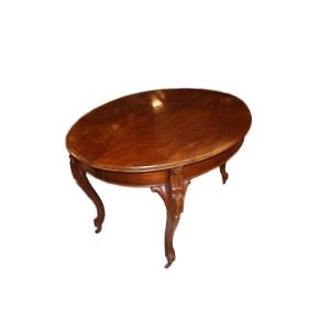 Bellissimo tavolo ovale allungabile Nord Europa di metà 1800, stile Biedermeier, in mogano