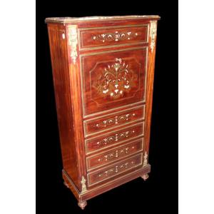 Secretaire francese della seconda metà del 1800, stile Napoleone III, in legno di mogano