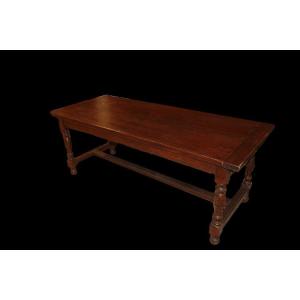 Grande tavolo rettangolare rustico di inizio 1800 stile seicentesco in legno di castagno