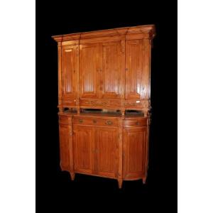 Grande credenza austriaca di fine 1700, stile Luigi XVI, in legno di cirmolo