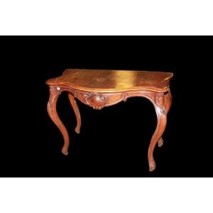 Consolle alta italiana di prima metà 1800, stile Luigi Filippo, in legno di noce