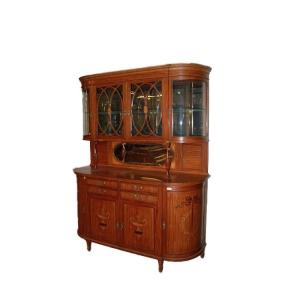 Grande bellissima credenza inglese della seconda metà 1800, stile Sheraton, in legno satinwood.