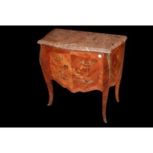 Comoncino francese di fine 1800 inizio 1900, stile Luigi XV, in legno di bois de rose