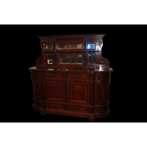 Coppia di grandi servante provenienza Belgio di metà del 1800, stile Luigi Filippo, in legno di