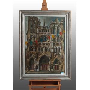 Olio su tela di Marcello Scuffi raffigurante "Madonna D'Aamiens" 