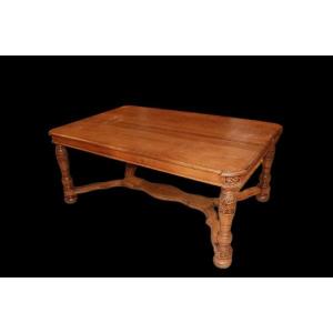 Tavolo allungabile francese della seconda metà del 1800 stile rustico in legno di rovere