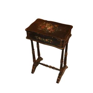 Tavolino da lavoro Vernis Martin Francese del 1800 Dipinto