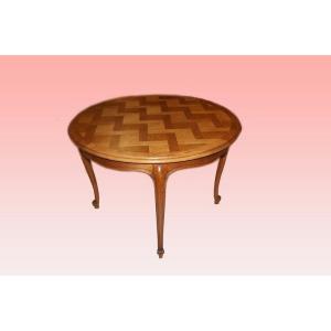 Tavolo circolare allungabile francese di fine 1800 inizio 1900, stile Provenzale, in legno