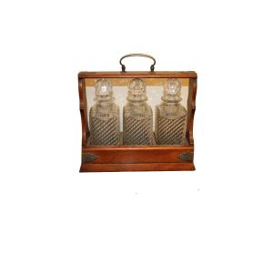 Completo 3 Bottiglie in Cristallo con Scatola in Rovere