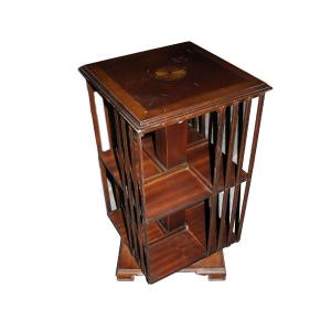 Libreria Girevole Vittoriana in Legno di Mogano XIX secolo