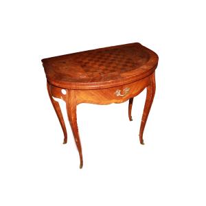 Tavolino da Gioco Stile Luigi XV Francia XIX secolo Intarsio Floreale