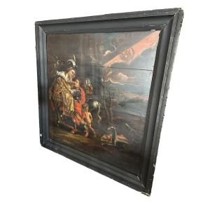 Olio su tavola Francese del 1600 Raffigurante Scena Mitologica