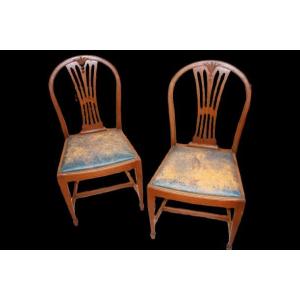 Gruppo di 4 sedie Francesi con Schienale a giorno