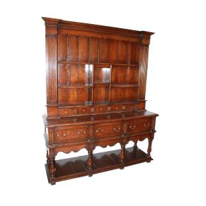 Grande Credenza Piattaia inglese di inizio 1800 in Rovere Scuro