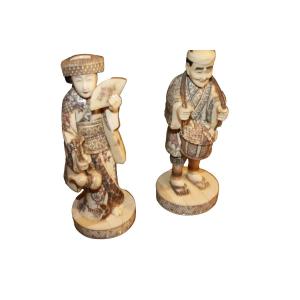 Coppia di sculture Cinesi in Mammut XX secolo