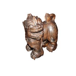 Leone Guardiano Cinese Leone di Fo (o cane di Fo) in Legno XX secolo